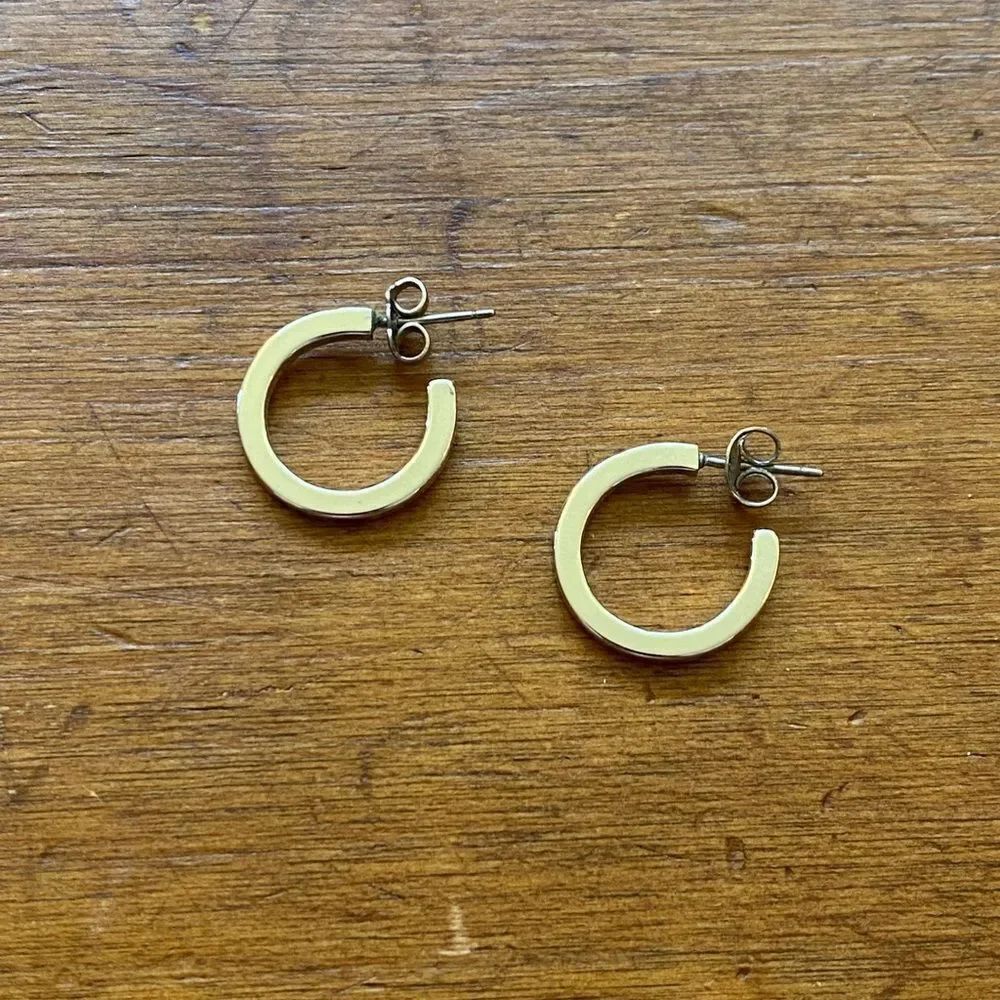 Vintage Silver Flat Hoop Earrings Minimalist Retro Classic Everyday Jewelry